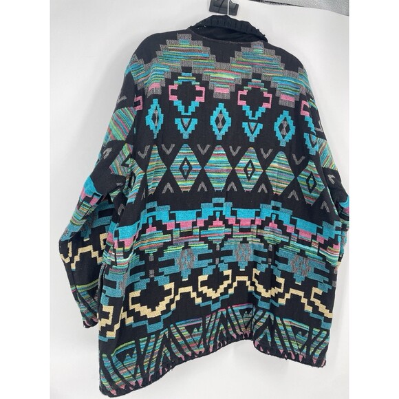 VTG Aztec Southwestern Tribal Boho Native Blanket Tapestry Chore Jacket Coat 3X - Picture 6 of 7